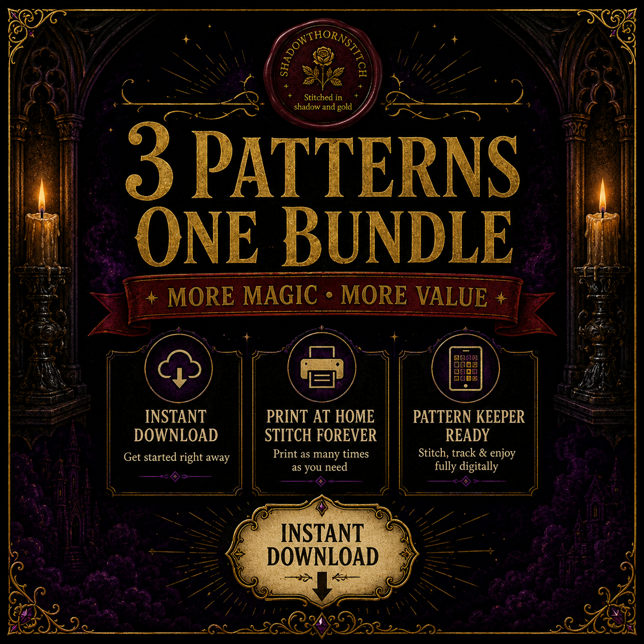 Underworld Gods cross stitch pattern bundle - 09-spooky-cross-stitch-wall-art-decor