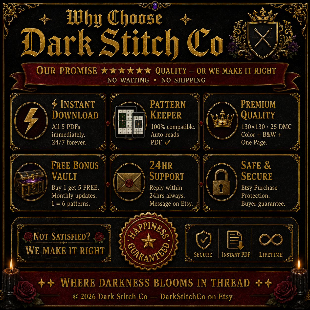 The Empress Tarot Card Iii cross stitch pattern by DarkStitchCo — instant PDF download with bonus patterns