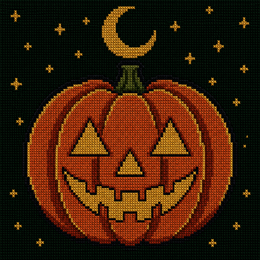 Gothic Halloween cross stitch patterns featuring skulls, pumpkins and black cats