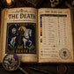 Death Tarot Card Xiii cross stitch finished on white Aida fabric with embroidery hoop