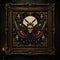 Deaths Head Moth Crown cross stitch close-up detail showing intricate gothic stitch work