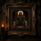 Emperor Iv Tarot cross stitch finished piece framed on dark gothic wall — handmade home decor