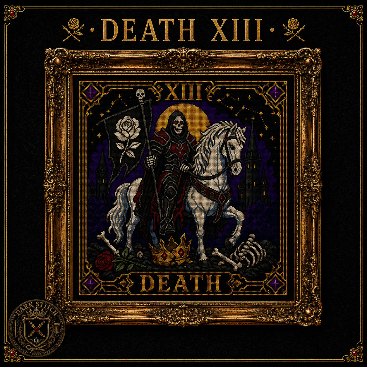 Gothic Tarot cross stitch pattern bundle - 03-death-xiii-gothic-tarot-cross-stitch-pattern