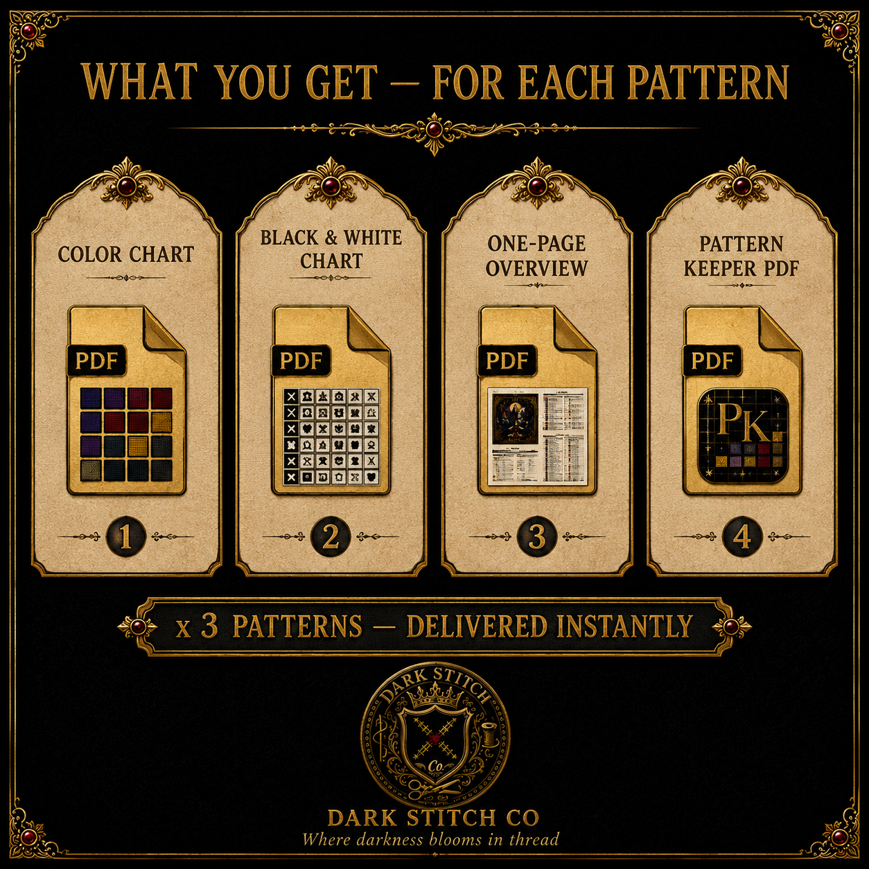 Gothic Tarot cross stitch pattern bundle - 06-gothic-tarot-cross-stitch-bundle-files-included