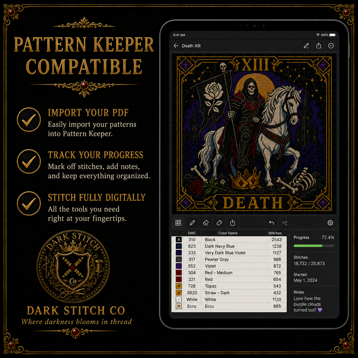 Gothic Tarot cross stitch pattern bundle - 08-gothic-tarot-cross-stitch-pattern-keeper-compatible