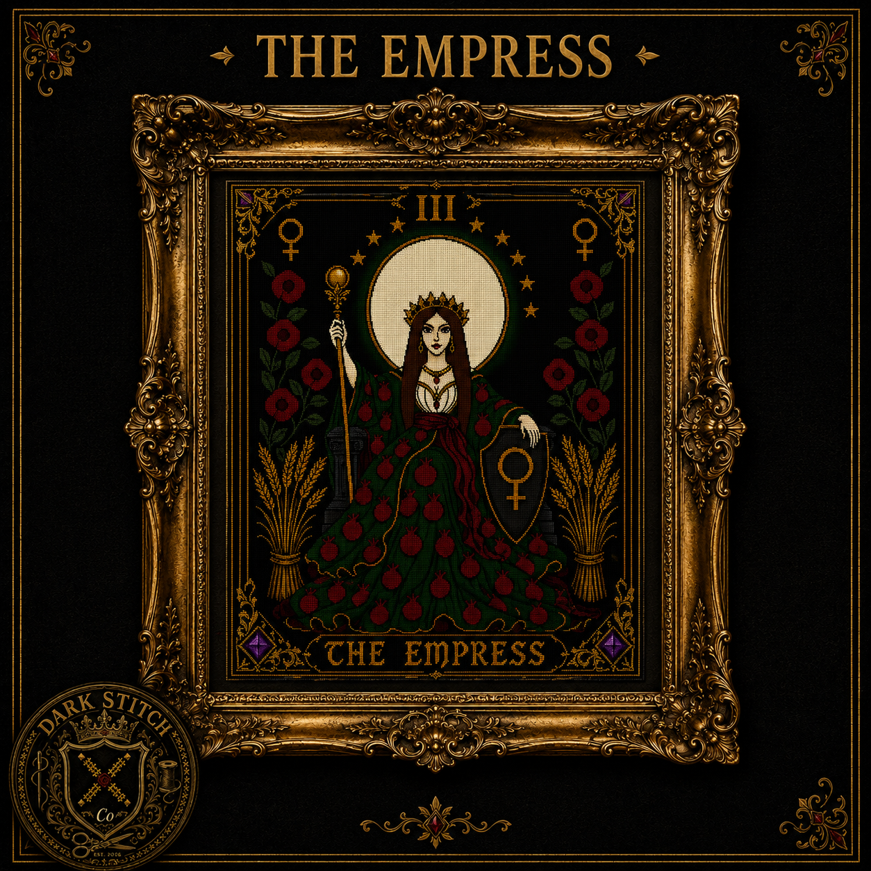 Gothic Tarot cross stitch pattern bundle - 03-the-empress-iii-gothic-tarot-cross-stitch-pattern