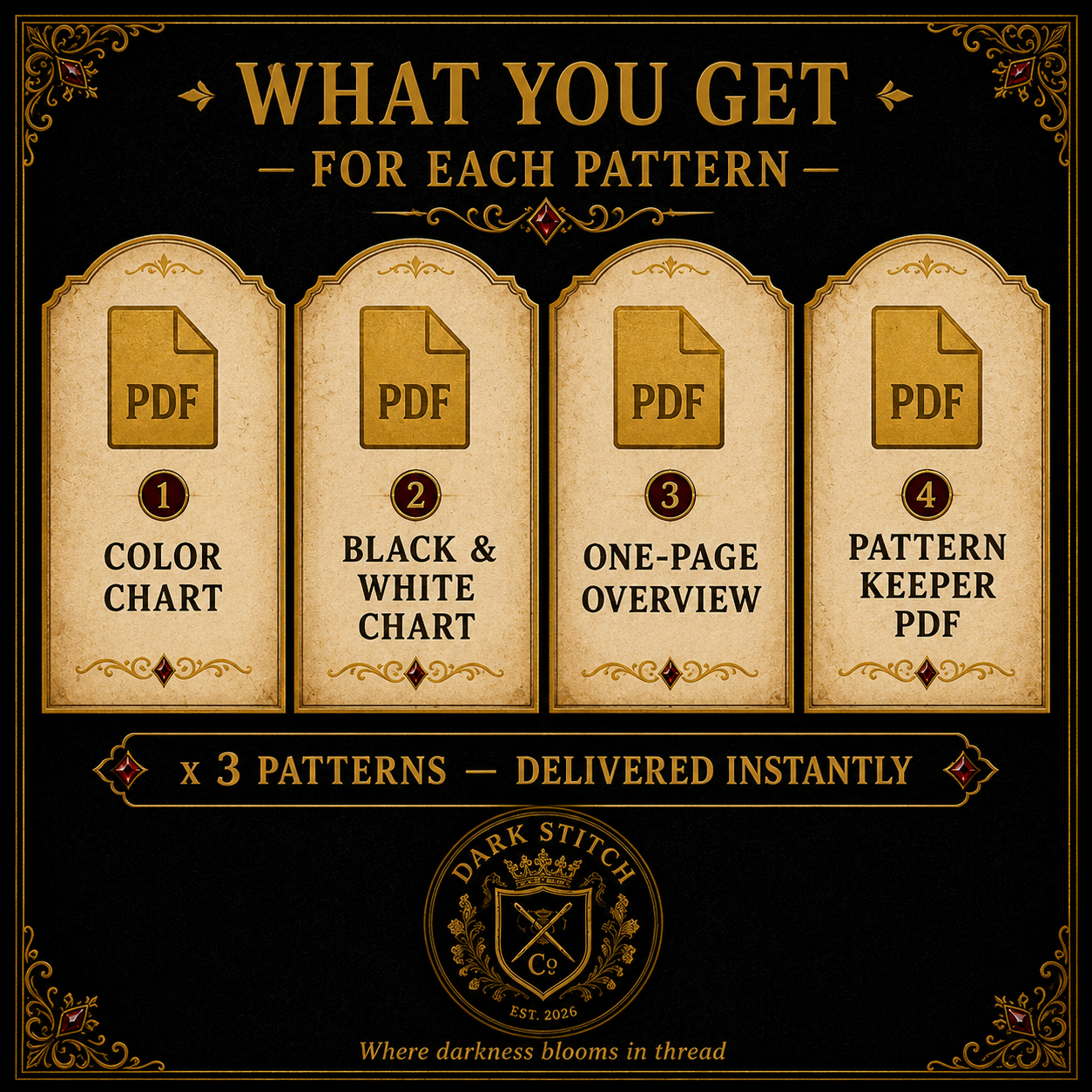 Gothic Tarot cross stitch pattern bundle - 06-gothic-tarot-cross-stitch-bundle-files-included