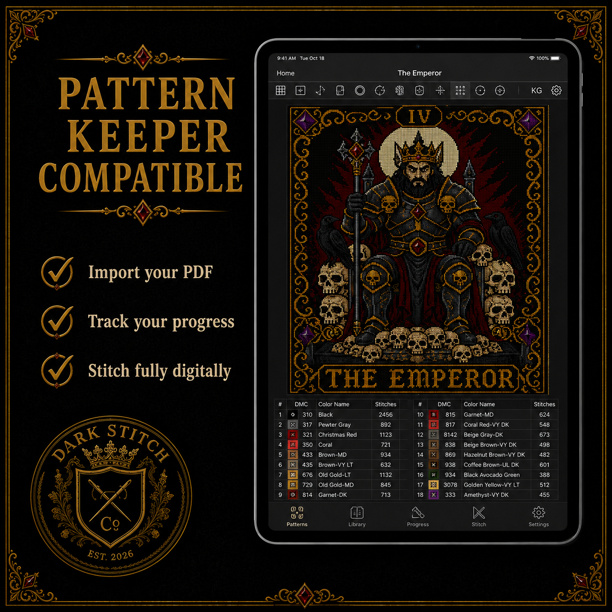 Gothic Tarot cross stitch pattern bundle - 08-gothic-tarot-cross-stitch-pattern-keeper-compatible