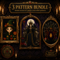 Gothic Witch cross stitch pattern bundle - 01-witch-cross-stitch-pattern-bundle-halloween-witch-queen-spider