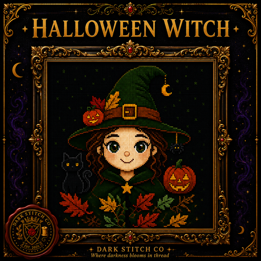 Gothic Witch cross stitch pattern bundle - 03-halloween-witch-cross-stitch-pattern