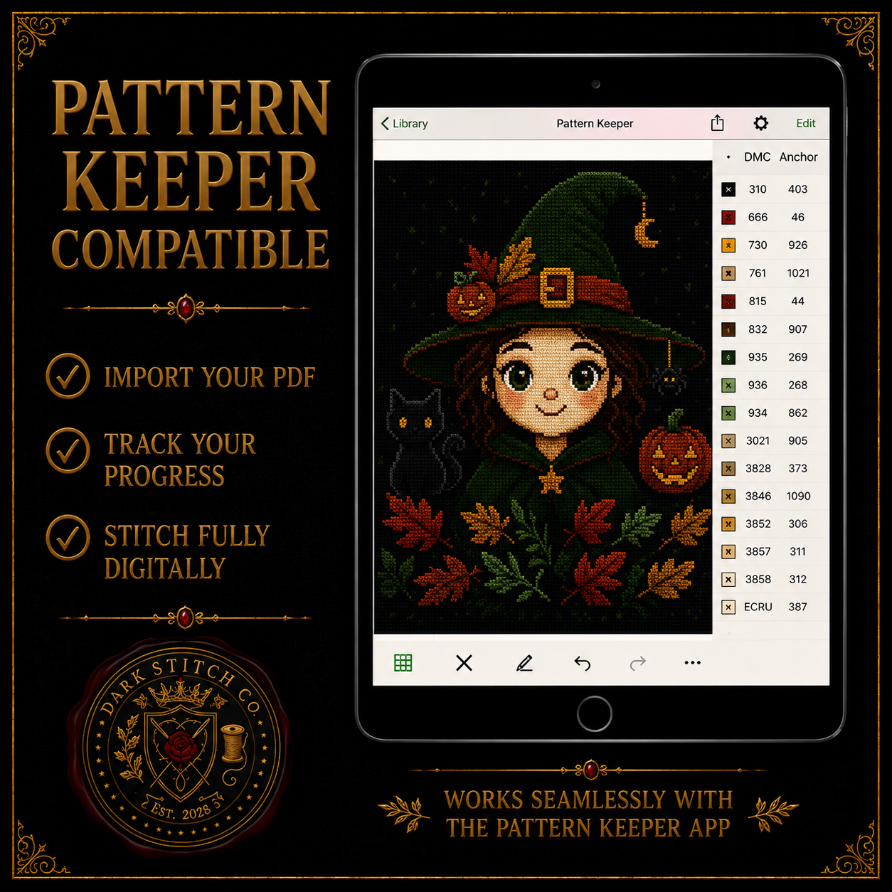 Gothic Witch cross stitch pattern bundle - 07-witch-cross-stitch-pattern-keeper-compatible