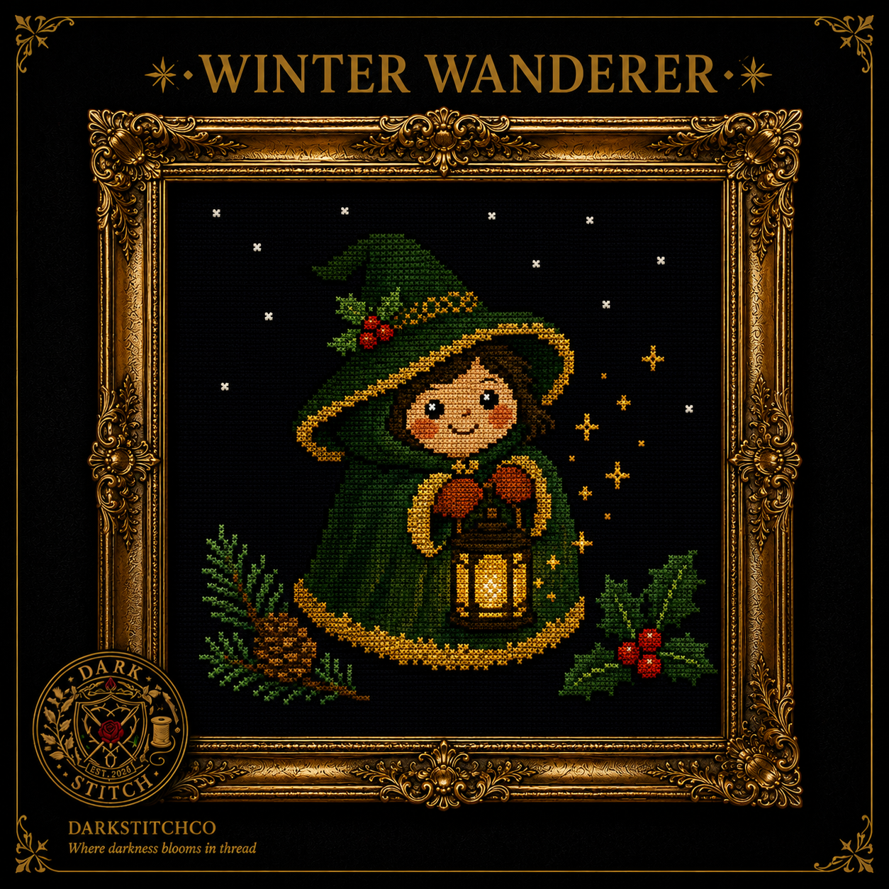 Cozy Witch cross stitch pattern bundle - 03-yule-witch-cozy-cross-stitch-pattern