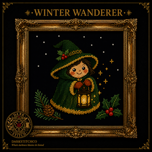 Cozy Witch cross stitch pattern bundle - 03-yule-witch-cozy-cross-stitch-pattern
