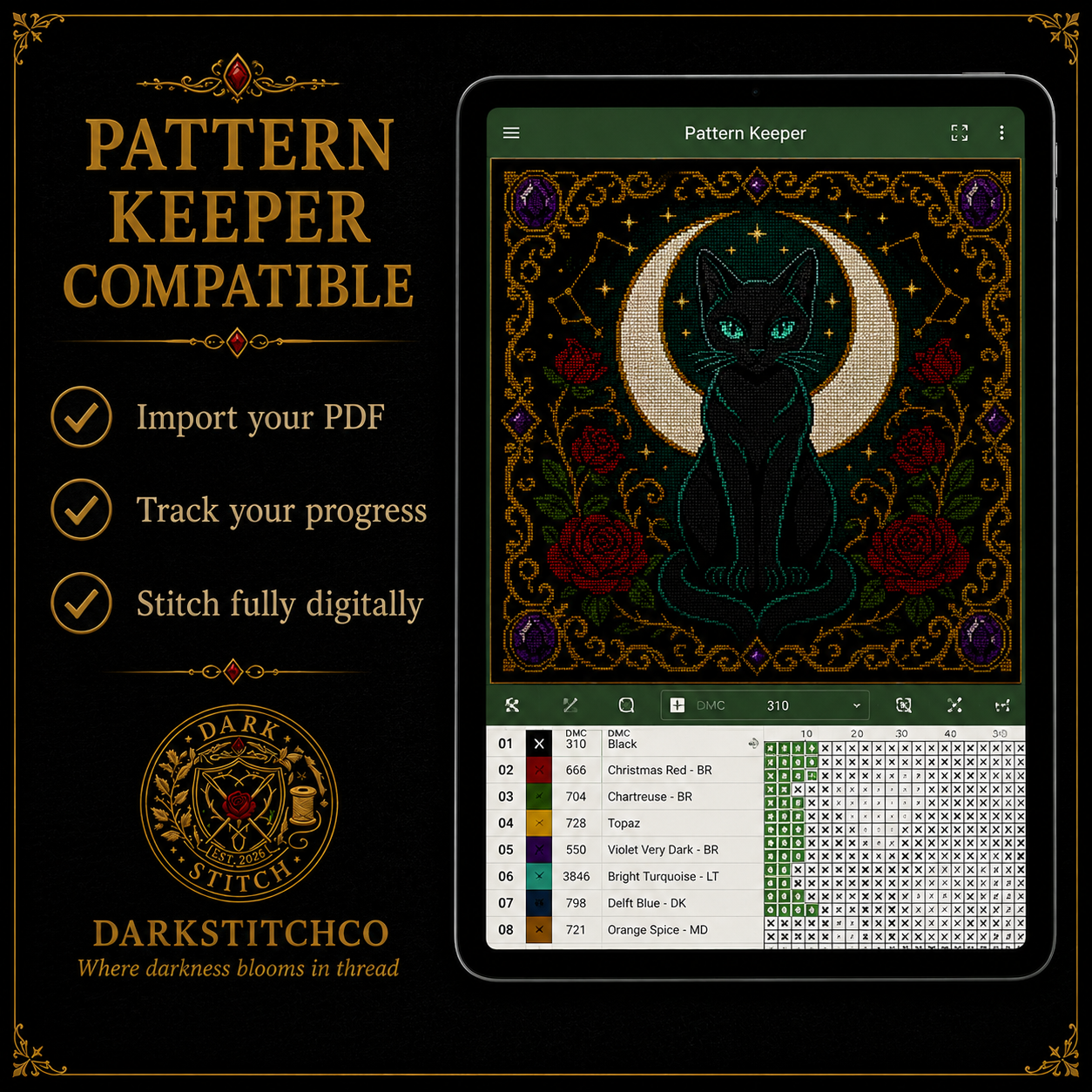 Cozy Witch cross stitch pattern bundle - 07-cozy-witch-cross-stitch-pattern-keeper-compatible