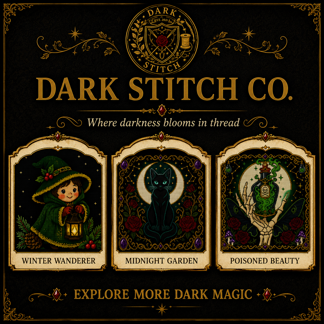 Cozy Witch cross stitch pattern bundle - 10-shadowthornstitch-cozy-witch-cross-stitch-patterns