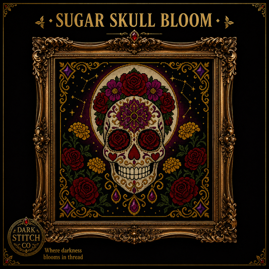 Skull & Butterfly cross stitch pattern bundle - 03-sugar-skull-bloom-cross-stitch-pattern
