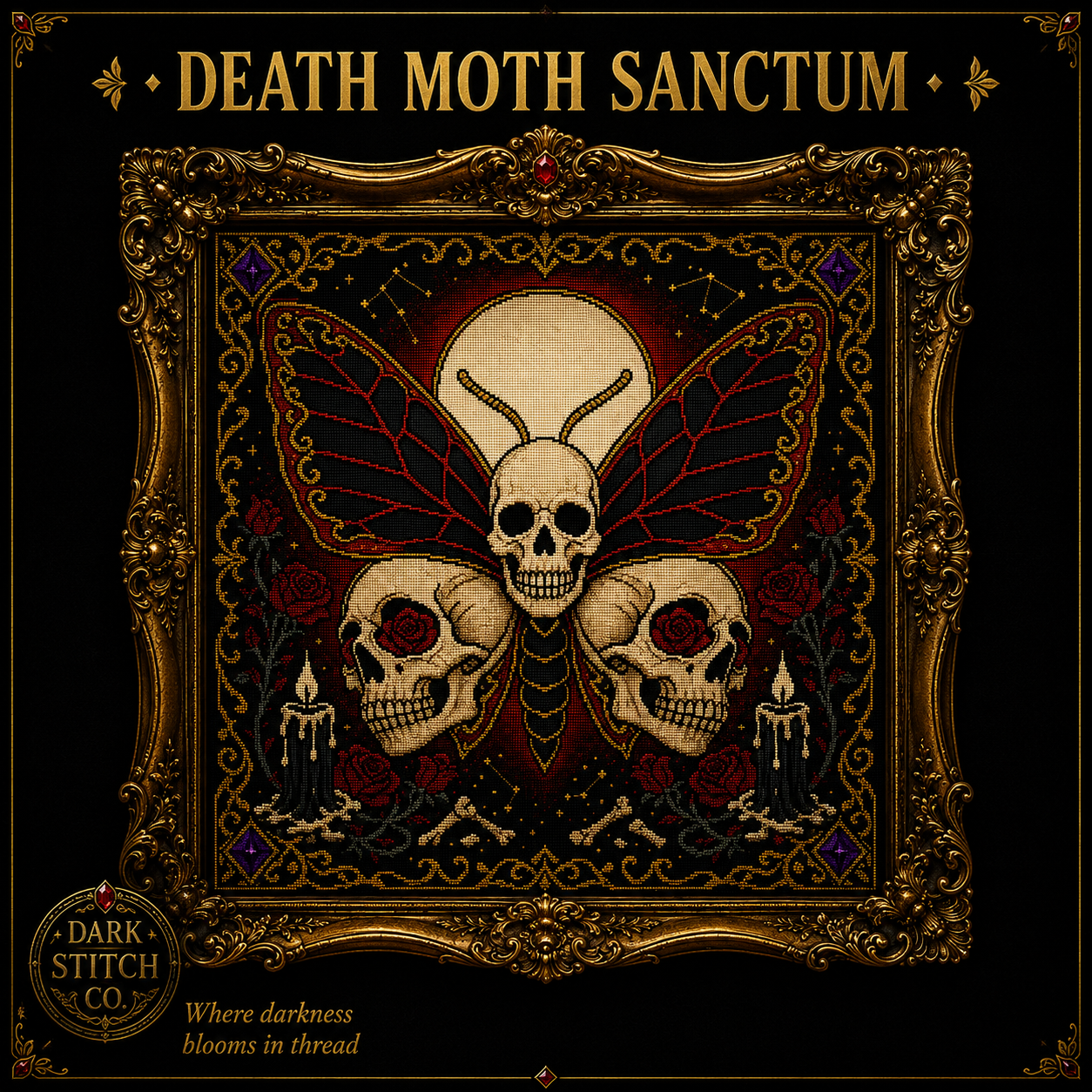 Skull & Butterfly cross stitch pattern bundle - 04-death-moth-skull-cross-stitch-pattern