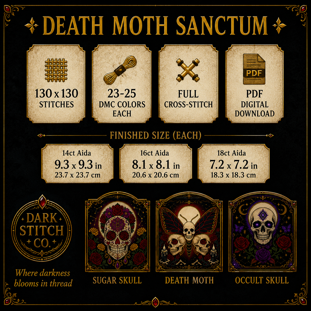 Skull & Butterfly cross stitch pattern bundle - 05-skull-butterfly-cross-stitch-pattern-details
