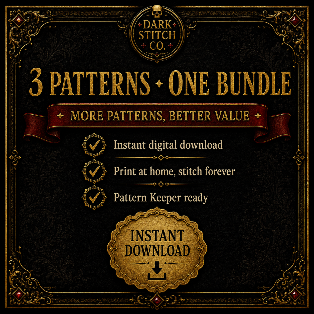 Skull & Butterfly cross stitch pattern bundle - 09-skull-butterfly-cross-stitch-bundle-3-patterns-value