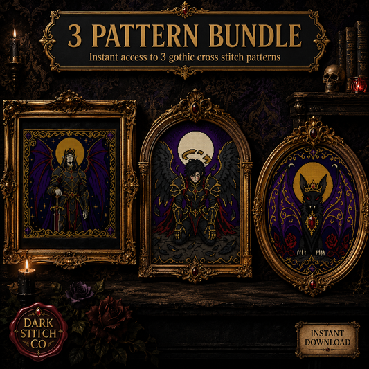 Dark Angel cross stitch pattern bundle - 01-gothic-dark-angel-cross-stitch-pattern