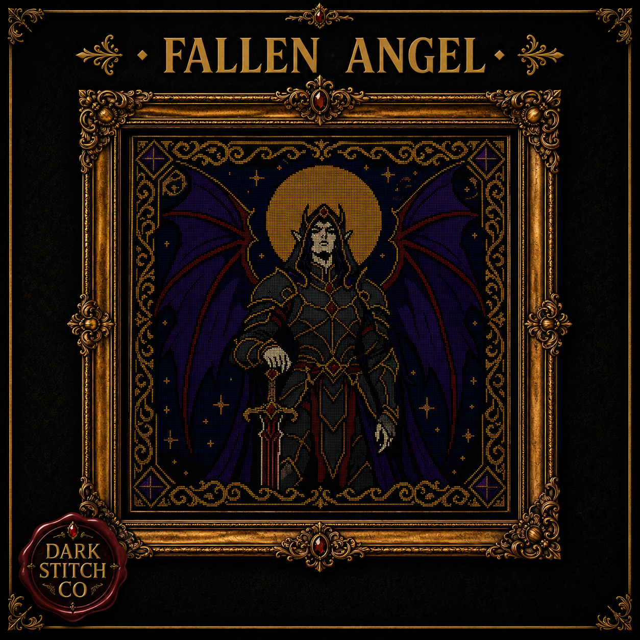 Dark Angel cross stitch pattern bundle - 04-dark-fae-warrior-cross-stitch-pdf