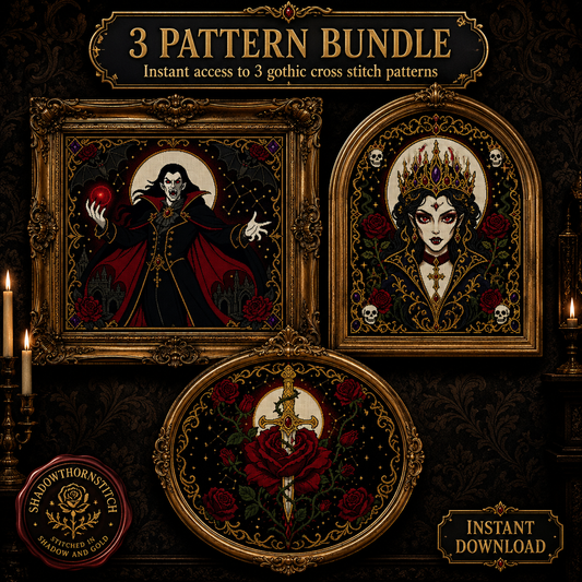 Gothic Vampire cross stitch pattern bundle - 01-gothic-vampire-cross-stitch-pattern