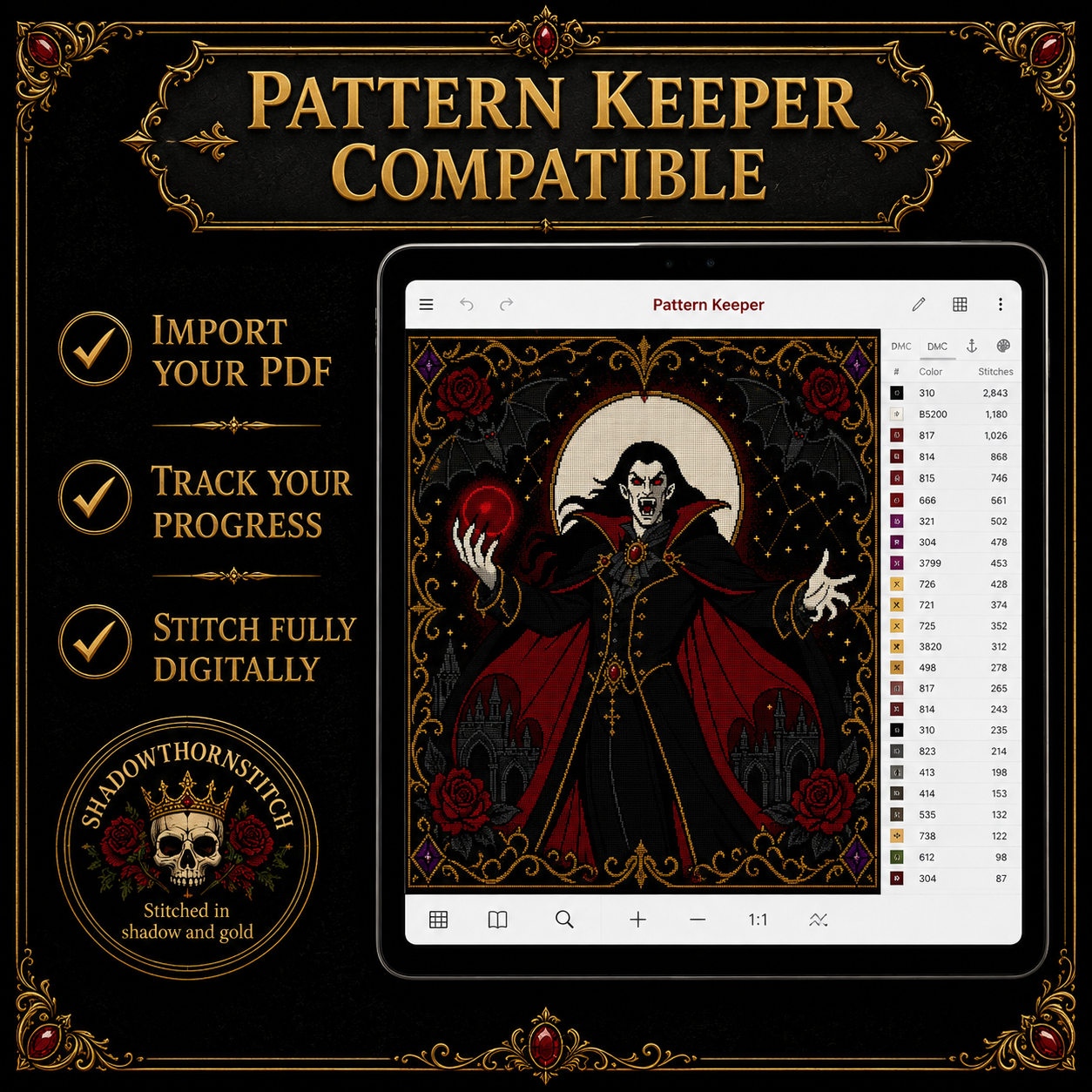 Gothic Vampire cross stitch pattern bundle - 08-vampire-cross-stitch-bundle-pdf