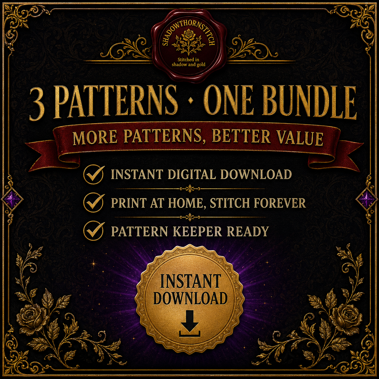 Gothic Dragon cross stitch pattern bundle - 02-ouroboros-dragon-cross-stitch-chart