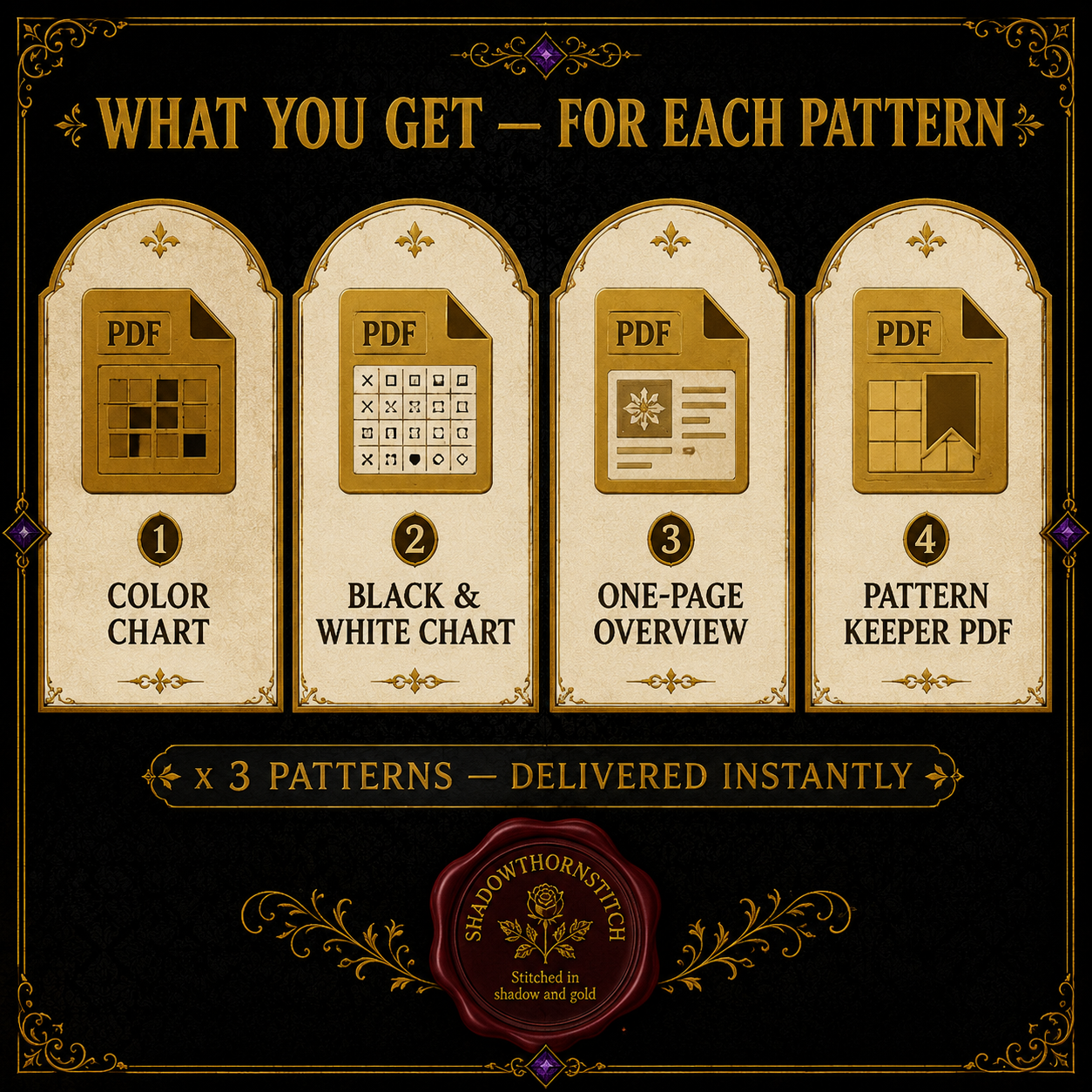 Gothic Dragon cross stitch pattern bundle - 06-fantasy-dragon-cross-stitch-pdf