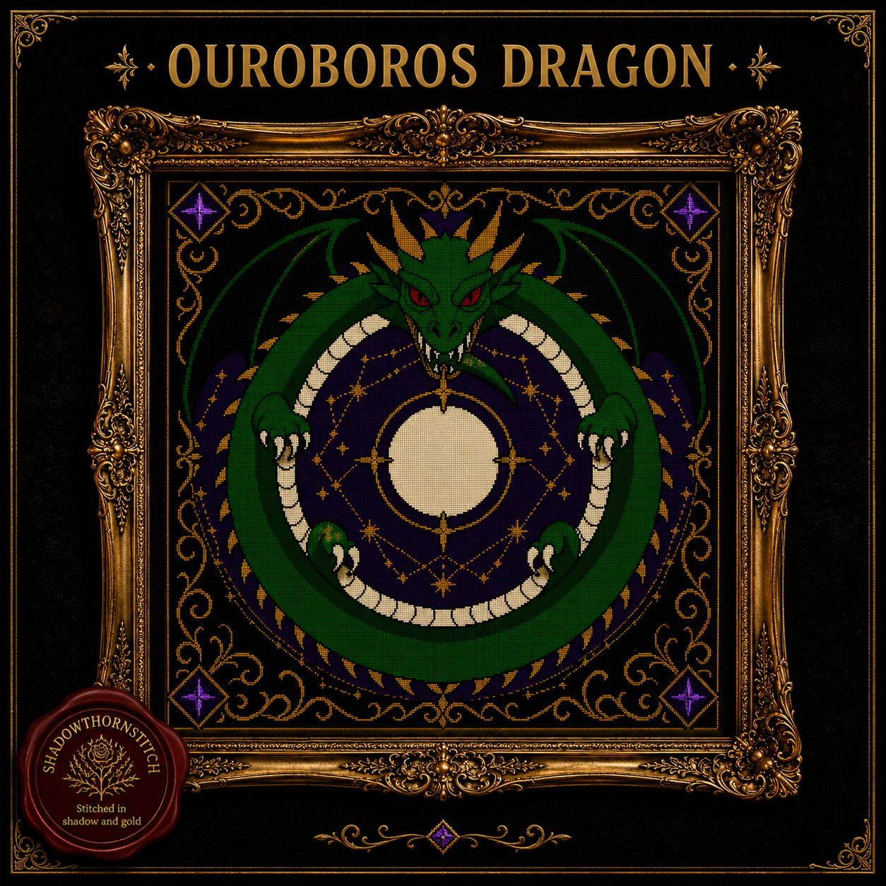 Gothic Dragon cross stitch pattern bundle - 09-dark-dragon-counted-cross-stitch