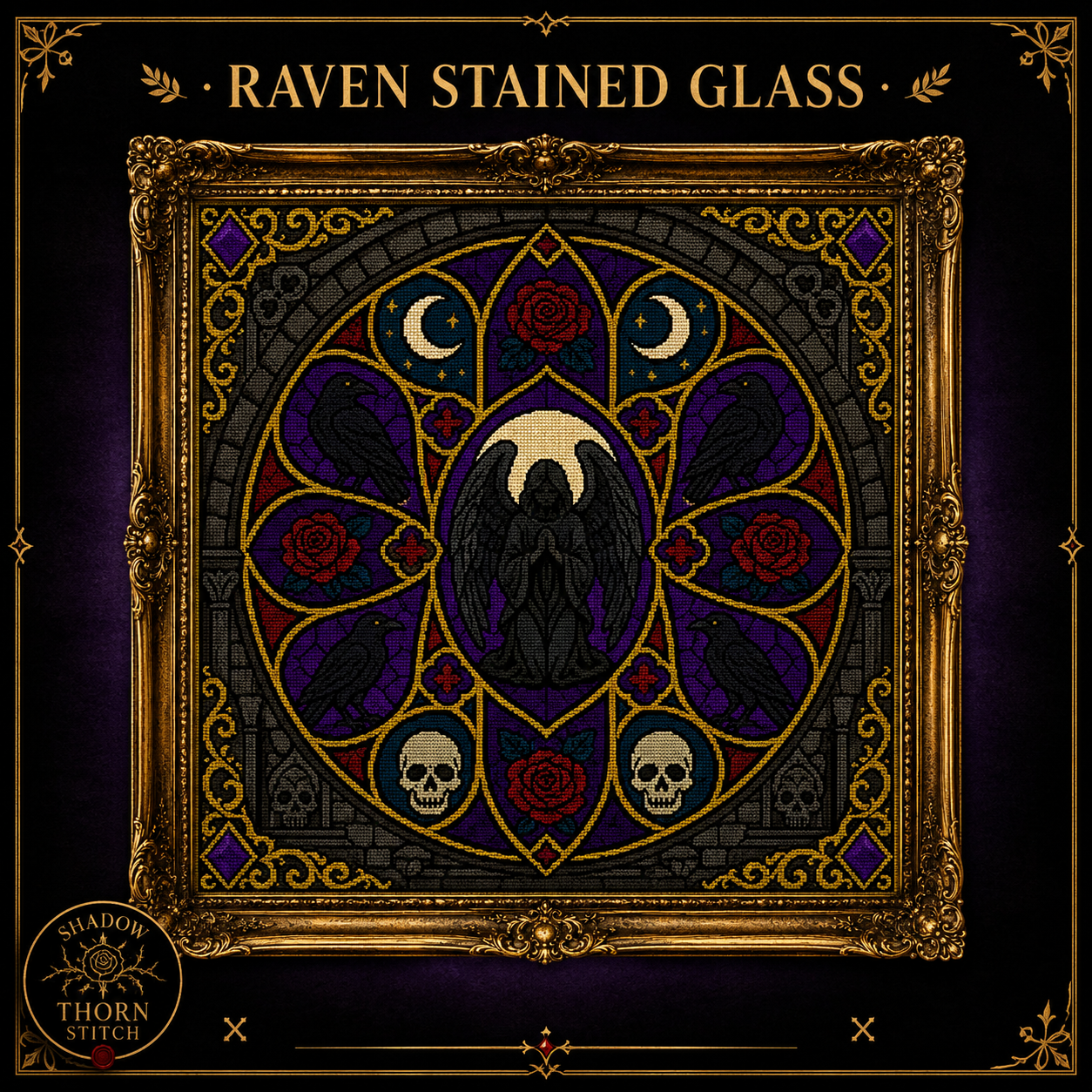 Death & Reaper cross stitch pattern bundle - 03-raven-hourglass-cross-stitch-pdf