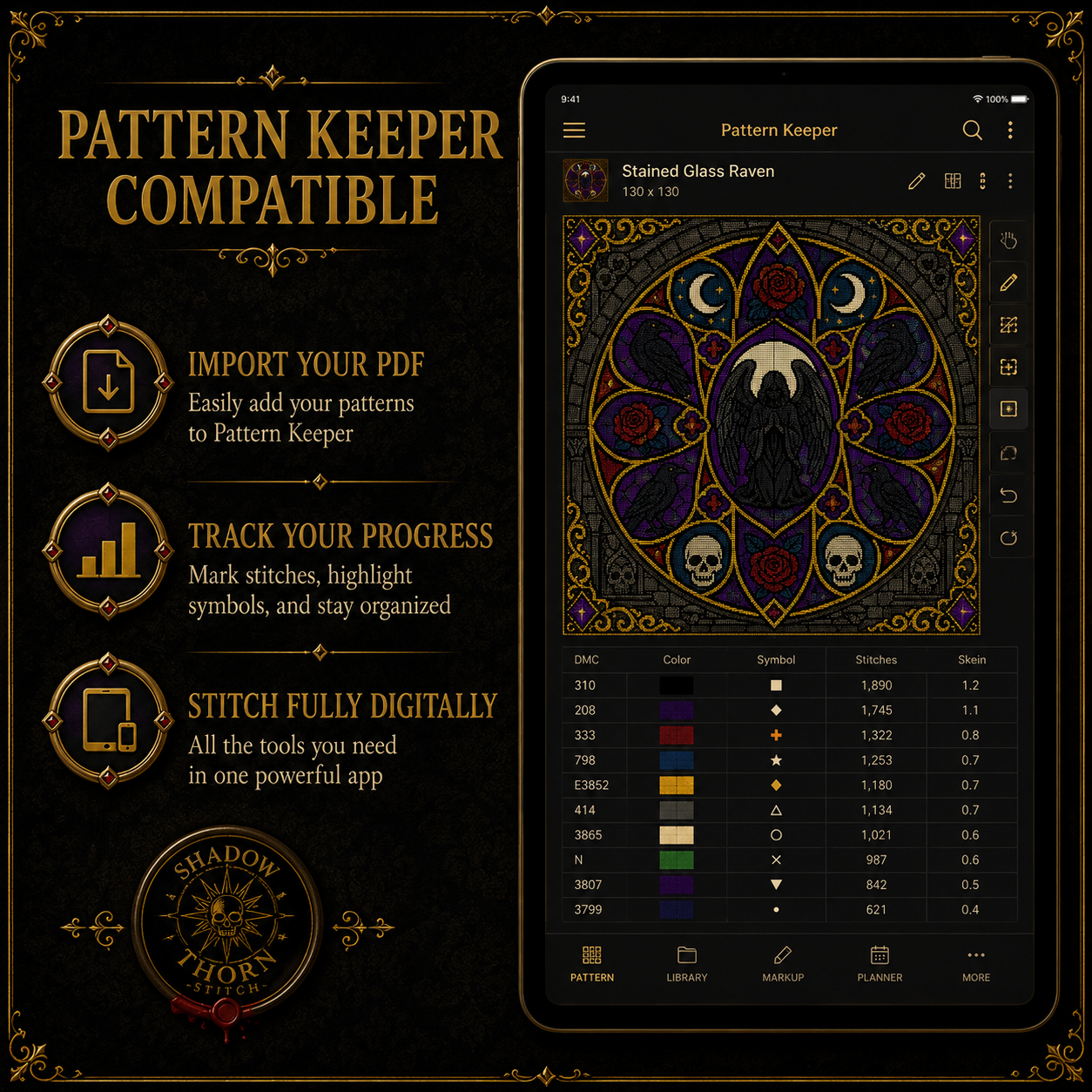 Death & Reaper cross stitch pattern bundle - 07-gothic-reaper-embroidery-pattern