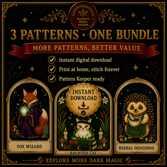 Gothic Forest cross stitch pattern bundle - 01-gothic-forest-creatures-cross-stitch
