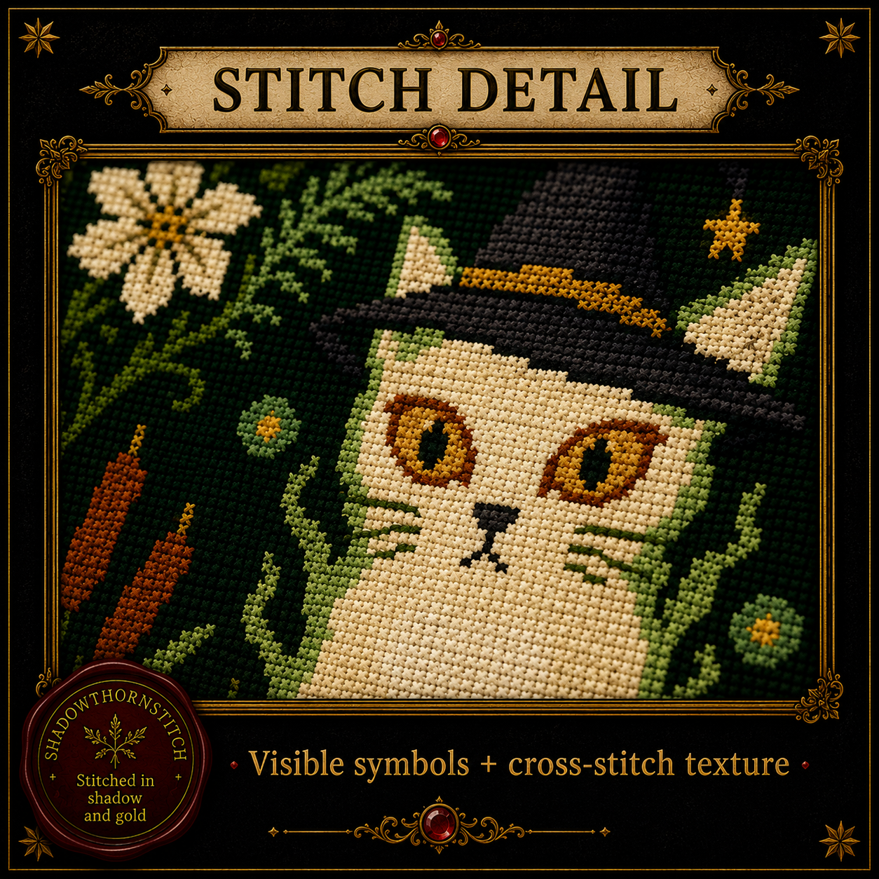 Gothic Forest cross stitch pattern bundle - 02-fox-sorcerer-cross-stitch-pattern