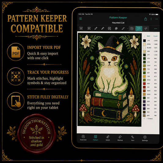 Gothic Forest cross stitch pattern bundle - 03-haunted-cat-cross-stitch-chart-pdf