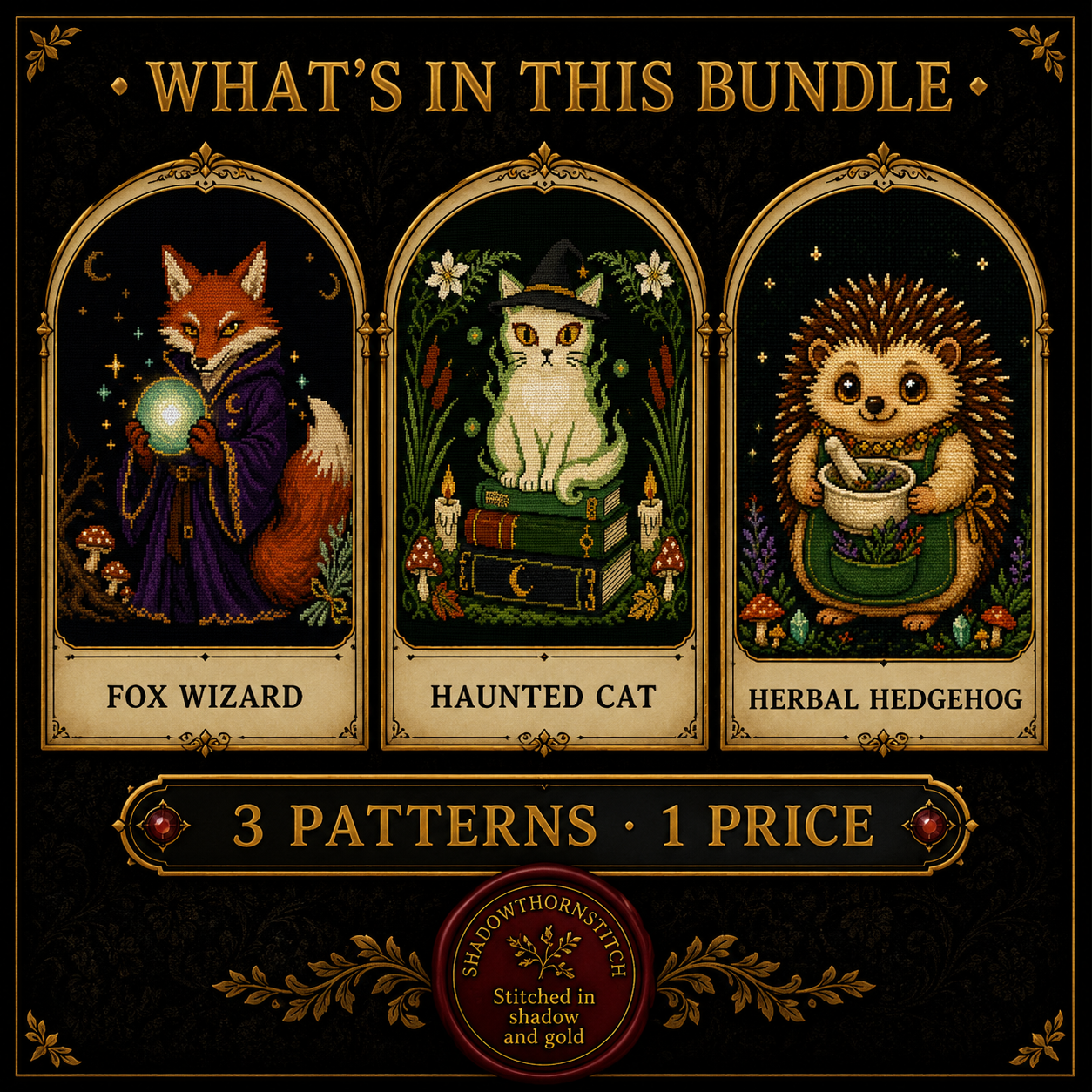 Gothic Forest cross stitch pattern bundle - 06-gothic-woodland-cross-stitch-pdf