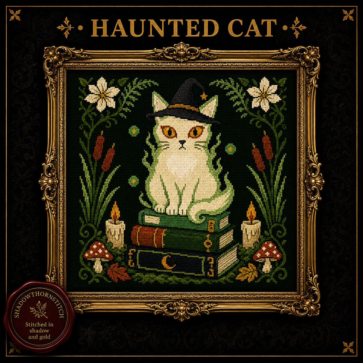Gothic Forest cross stitch pattern bundle - 07-cottagecore-witch-cross-stitch