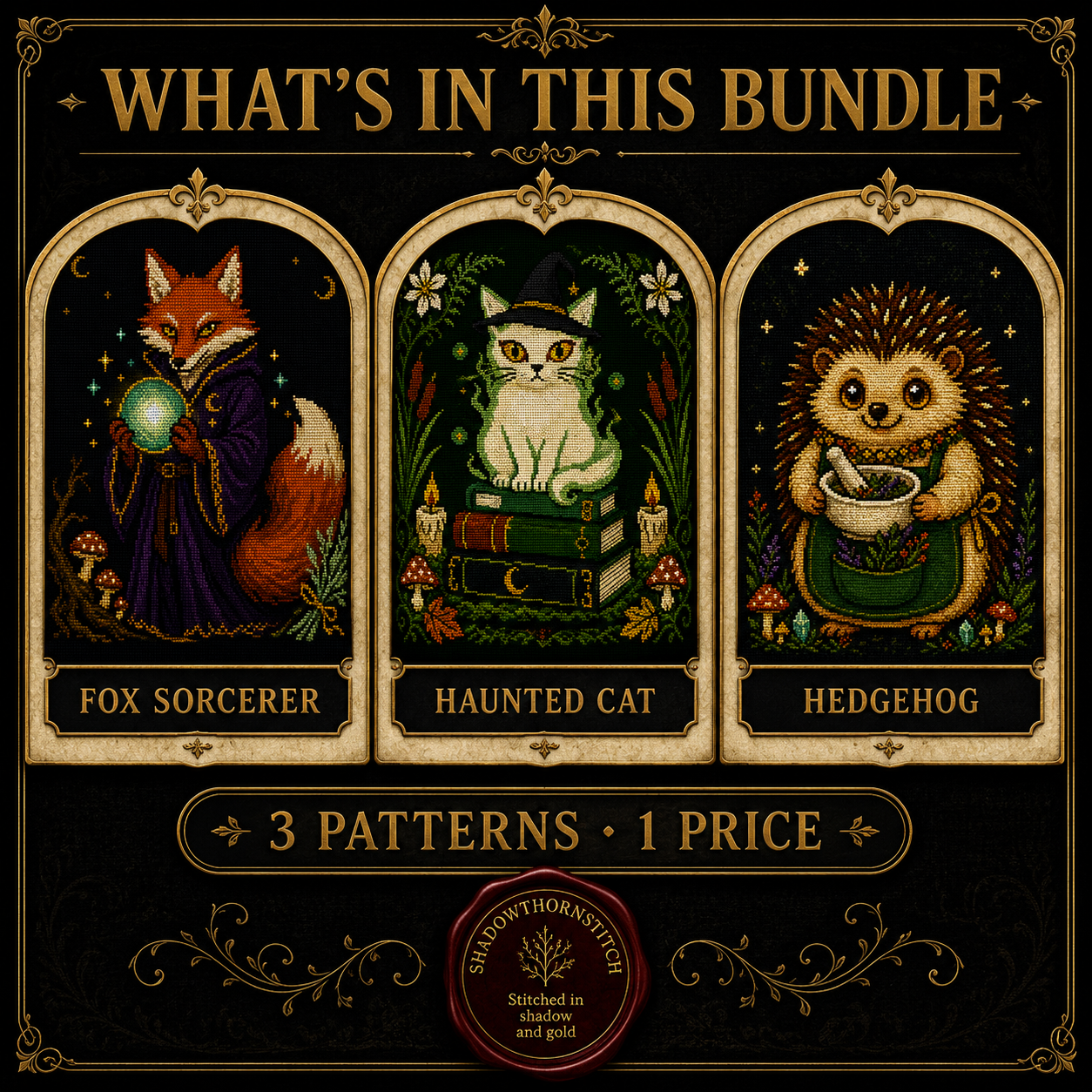 Gothic Forest cross stitch pattern bundle - 09-dark-cottagecore-counted-cross-stitch