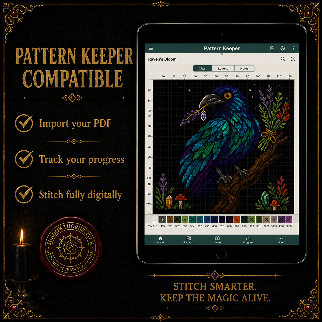 Oracle & Apothecary cross stitch pattern bundle - 03-owl-oracle-cross-stitch-chart-pdf