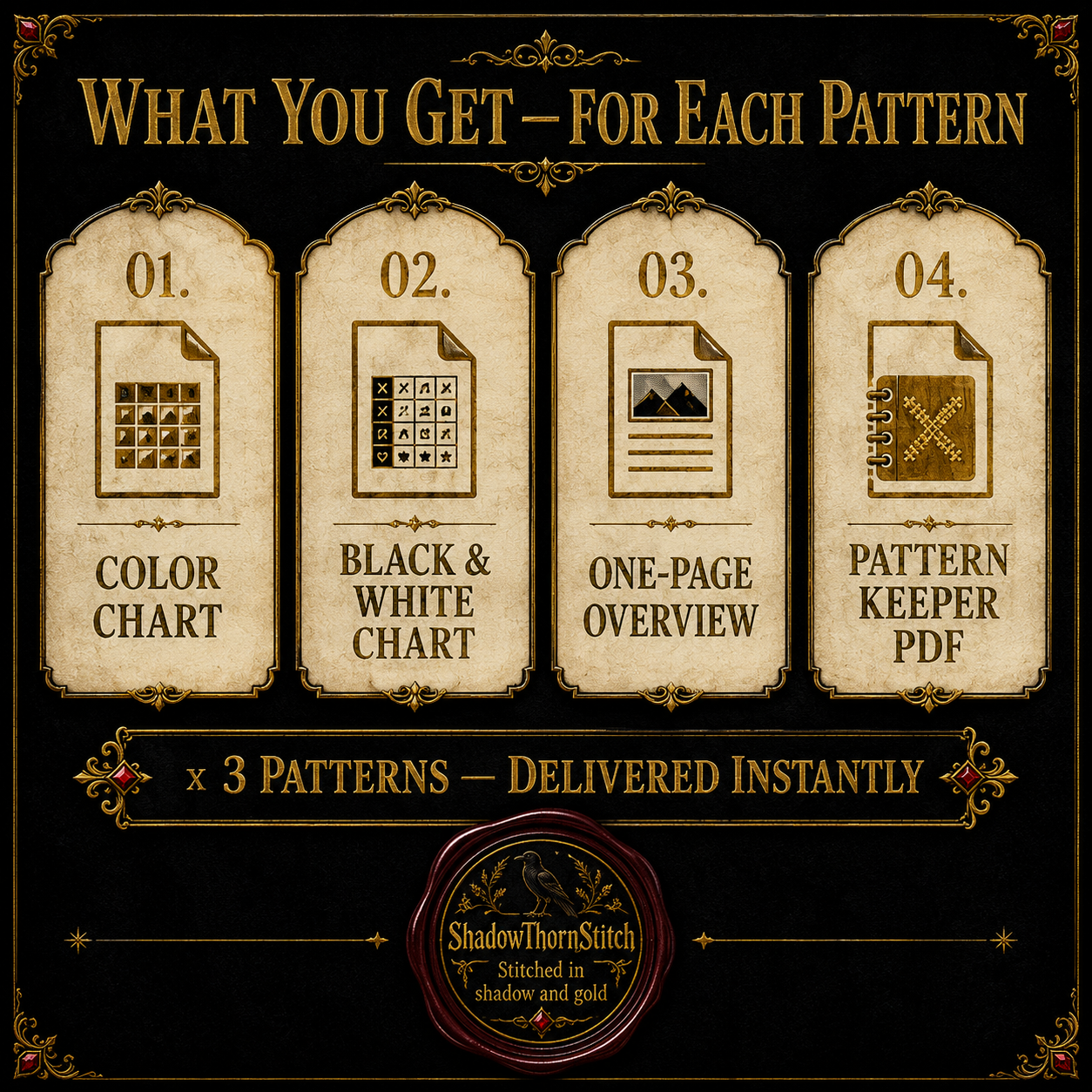 Oracle & Apothecary cross stitch pattern bundle - 06-halloween-gothic-cross-stitch-pdf