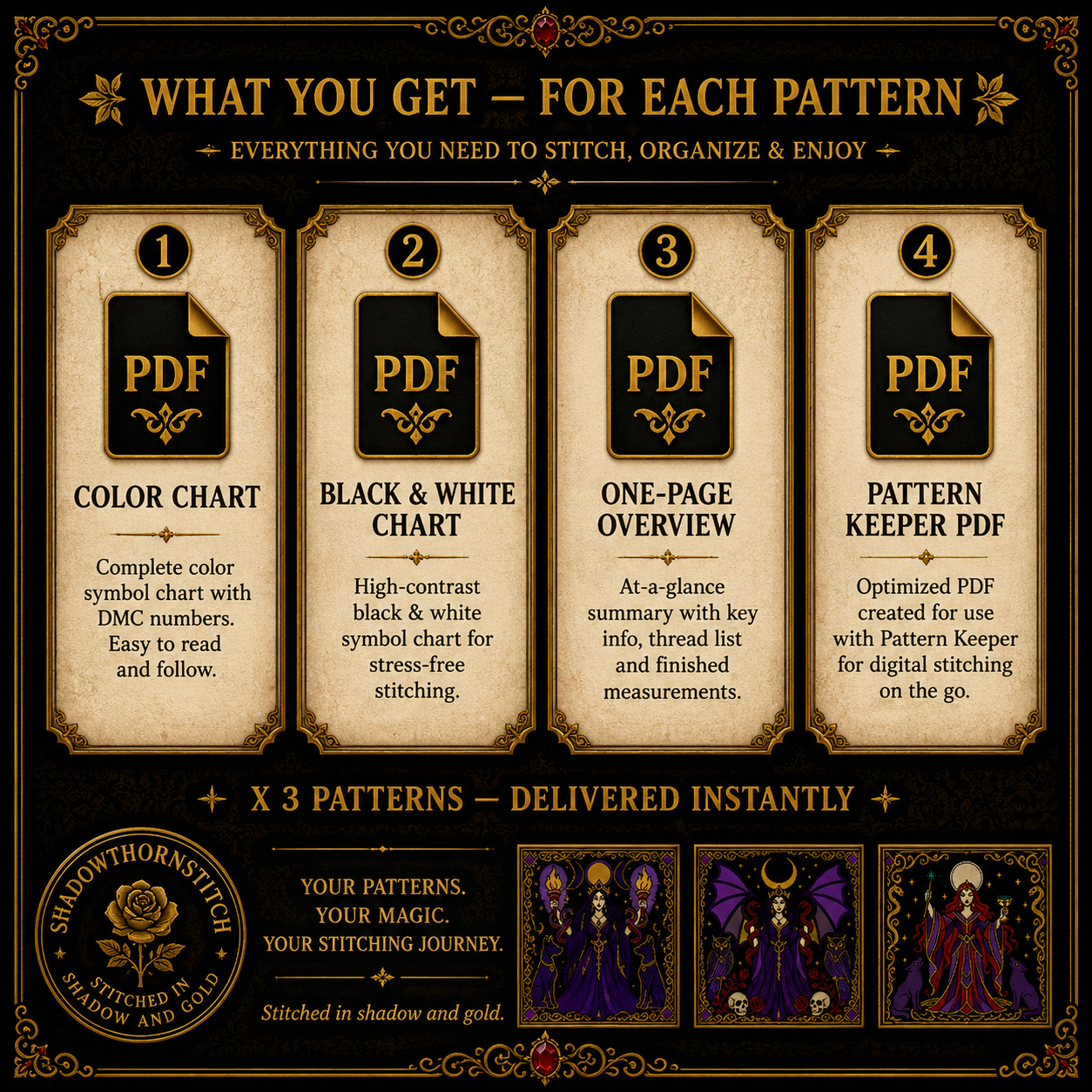 Dark Goddess cross stitch pattern bundle - 05-greek-mythology-cross-stitch-pattern