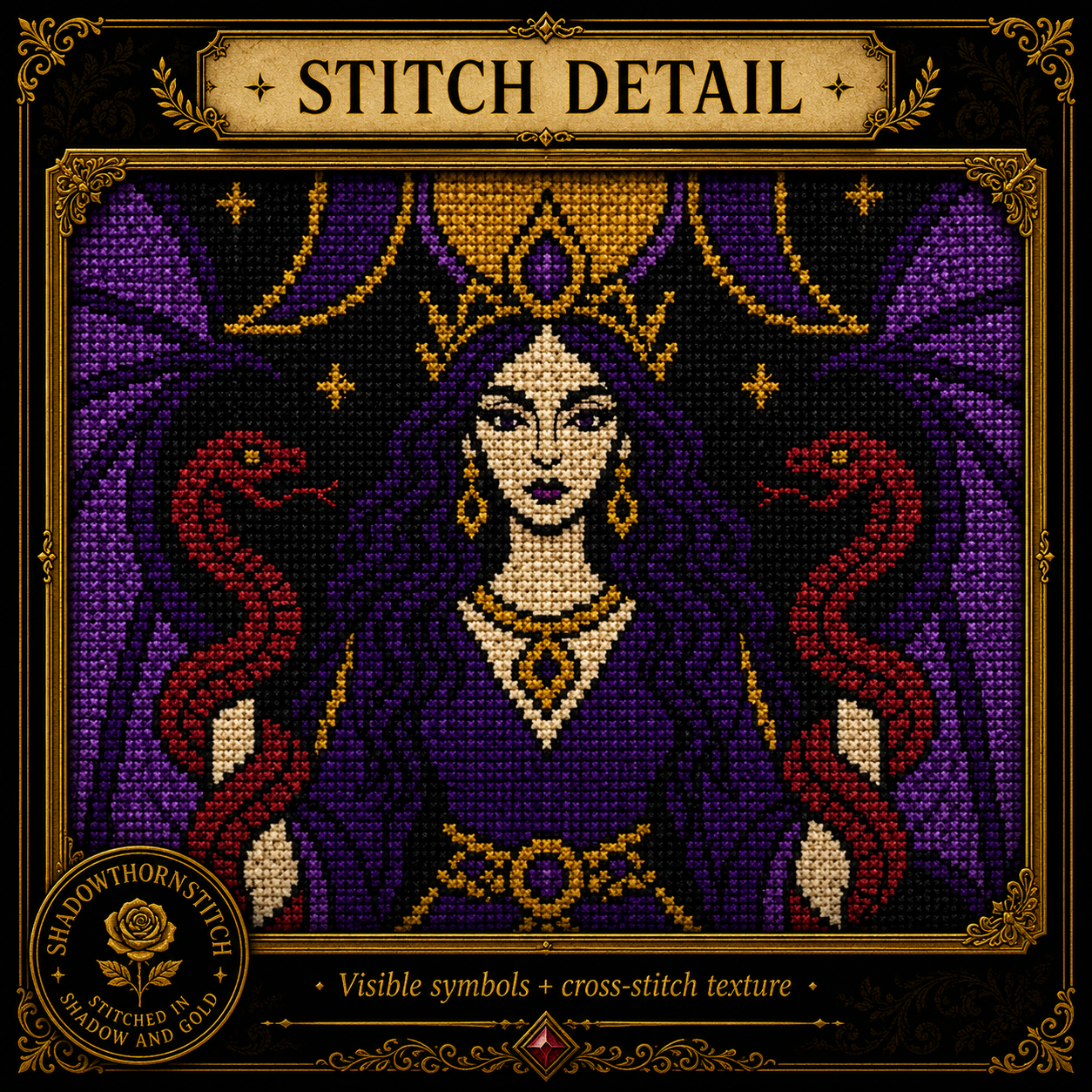 Dark Goddess cross stitch pattern bundle - 07-pagan-counted-cross-stitch-bundle