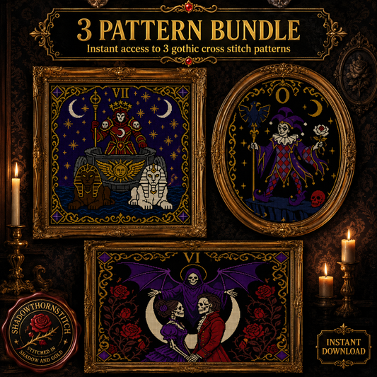 Tarot Major Arcana cross stitch pattern bundle - 01-gothic-tarot-cross-stitch-bundle