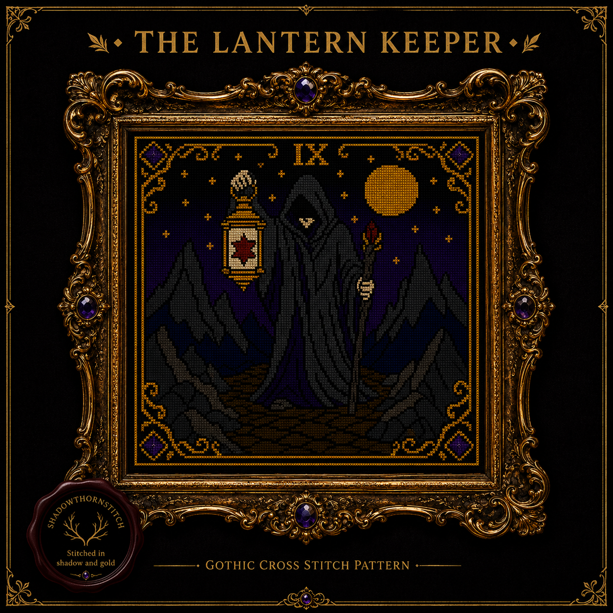 Tarot Major Arcana cross stitch pattern bundle - 03-the-tower-tarot-cross-stitch-pdf