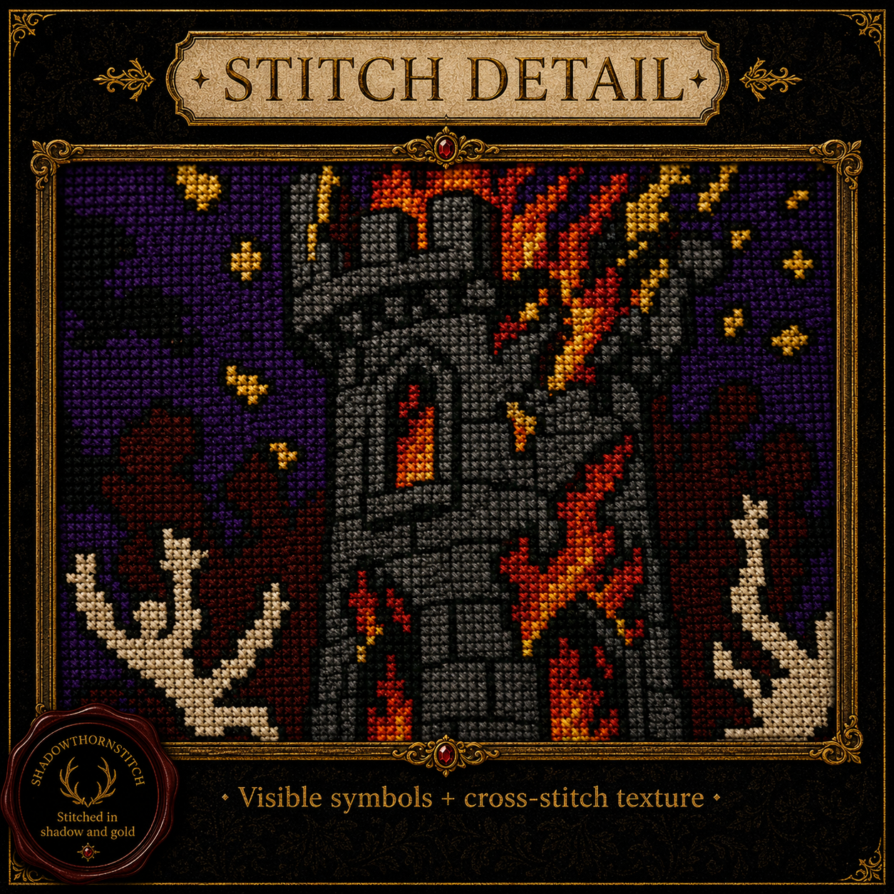 Tarot Major Arcana cross stitch pattern bundle - 08-star-cross-stitch-gothic-pattern