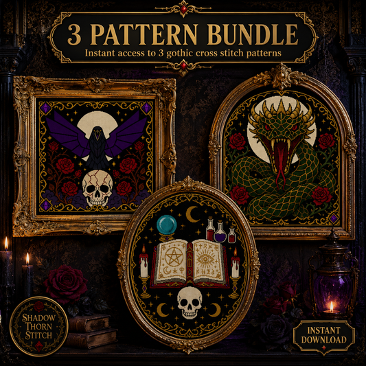 Gothic Witchcraft cross stitch pattern bundle - 01-gothic-witchcraft-cross-stitch-bundle