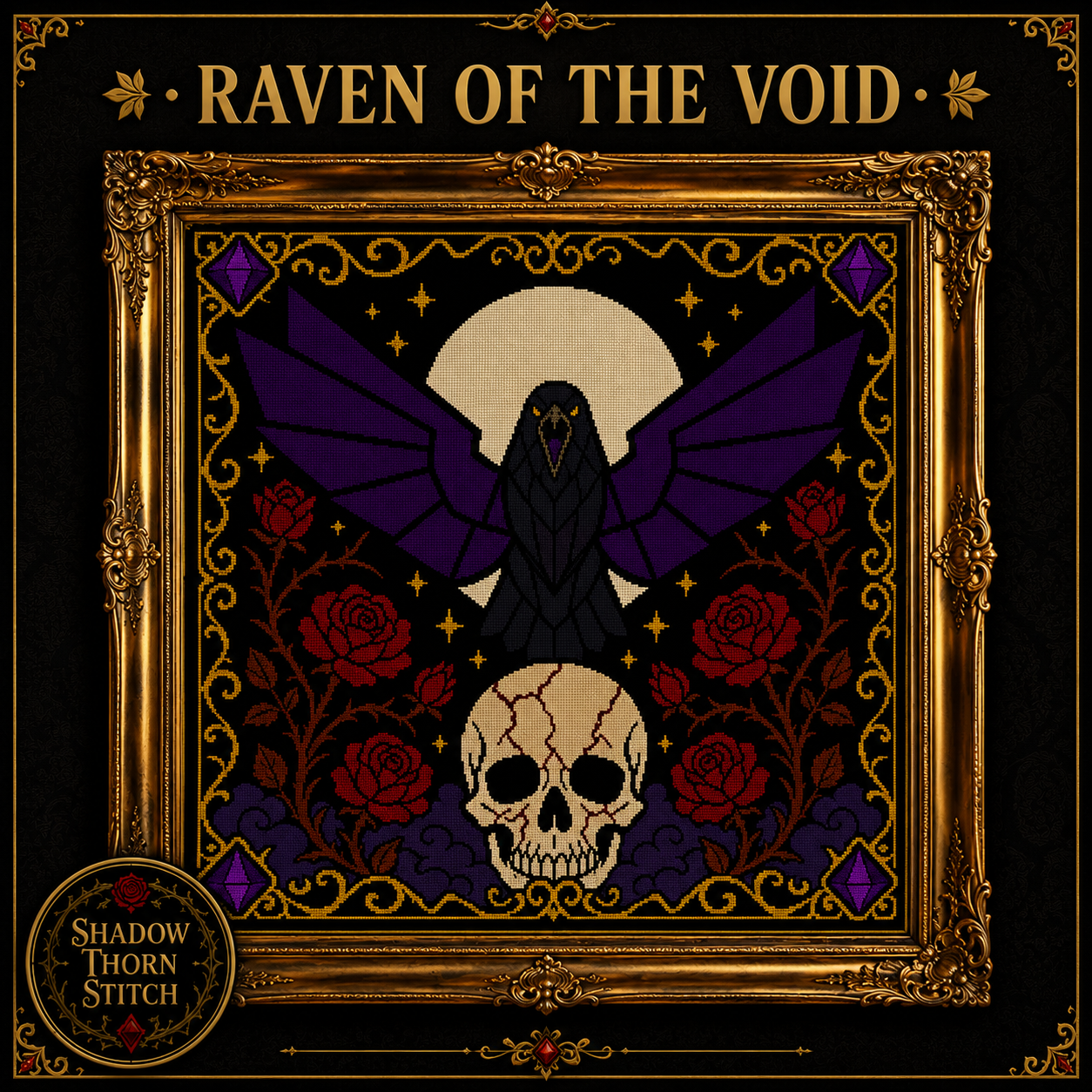 Gothic Witchcraft cross stitch pattern bundle - 03-gothic-serpent-moon-cross-stitch