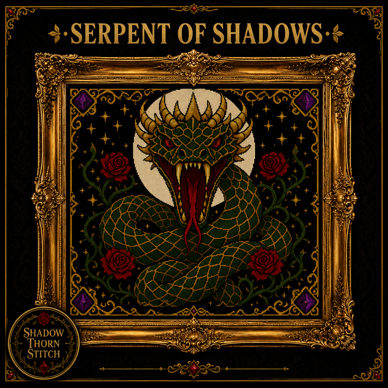 Gothic Witchcraft cross stitch pattern bundle - 04-gothic-raven-cross-stitch-pdf