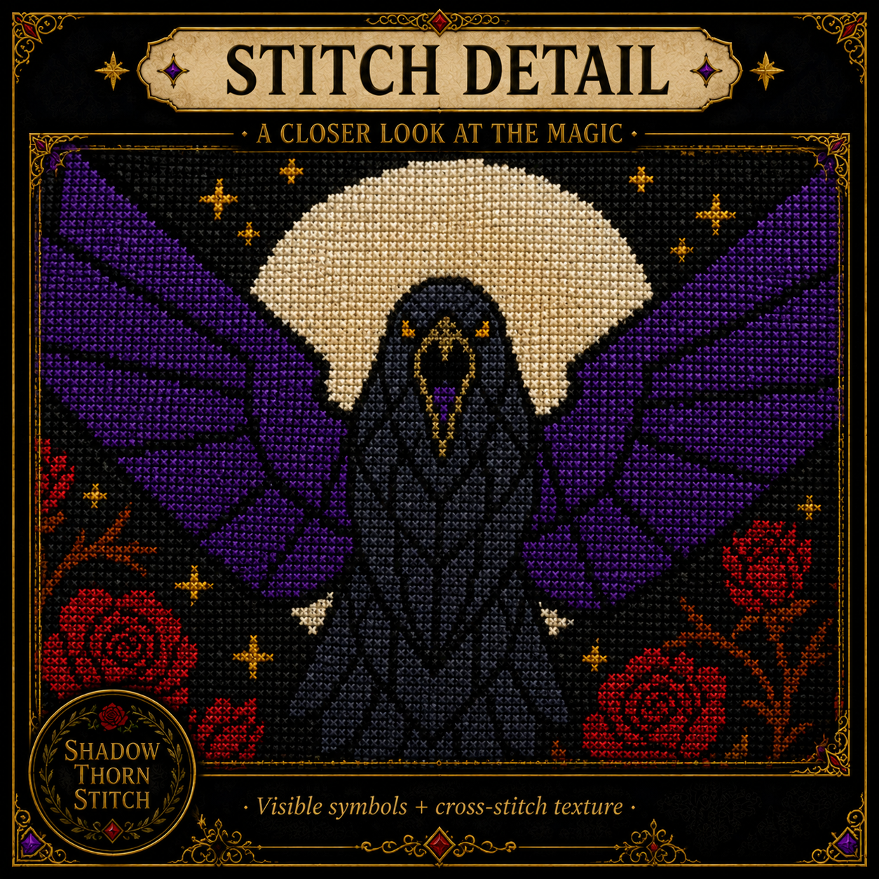 Gothic Witchcraft cross stitch pattern bundle - 09-moon-cross-stitch-witchy-pattern
