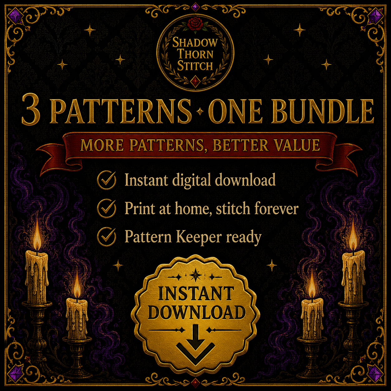 Gothic Witchcraft cross stitch pattern bundle - 10-halloween-witch-cross-stitch